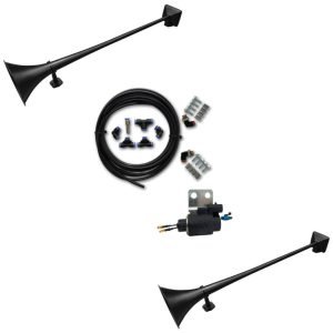 2 Buzinas de Ar HADLEY Preta 95cm & Kit de Montagem 12/24V